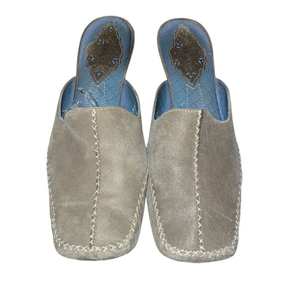 Indigo by Clarks Size 9.5 Leather Mules Heels Sandals Shoes Slides Slip-ons - Picture 3 of 5